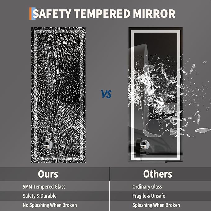 GarveeHome 60x24 LED Bathroom Mirror with Lights, Dimmable, Anti-Fog, Backlit + Front Lit, and 3X Magnification Mirror, Smart Bathroom Vanity Mirror for Wall, Memory Function, Shatter-Proof
