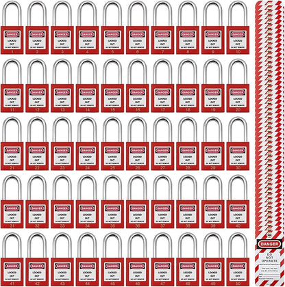 Lockout Tagout Locks, Safety Padlock, Loto Locks Keyed Differently Lock Out Tag Out 50 pcs Safety Padlocks Plastic with 50 Lockout TagOut Tags Red