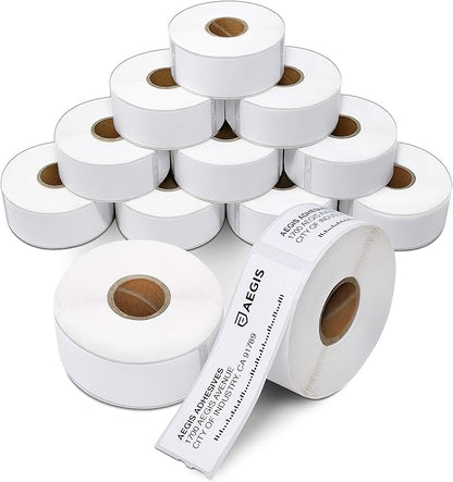 Aegis Adhesives - 1-1/8" X 3-1/2" Replacement for DYMO 30252 (12 Rolls/4200 Labels) Direct Thermal Address Barcode Labels - Compatible with LabelWriter 450, 450 Turbo, 4XL (NOT 550, 5XL)