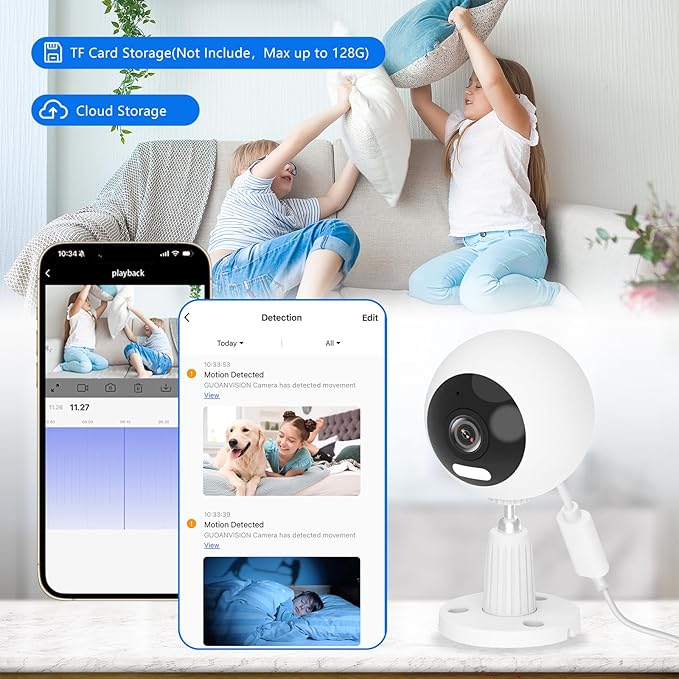 5G Cameras for Home Security,3MP Outdoor Indoor Security Camera for Baby/Elder/Dog/Pet/Nanny, WiFi Baby Monitor, 3 Alarm Modes, 3 Night Vision, IP66 Waterproof, 24/7 SD Recording/Cloud