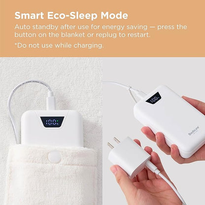 Bedsure Cordless Heated Wearable Blanket Hoodie - Faux Cashmere Electric Blanket with 20000mAh Battery Pack, Portable USB Heated Throw, Winter Gifts for Women, 4 Heat Levels & 4 Timers, 22"x43", Pink
