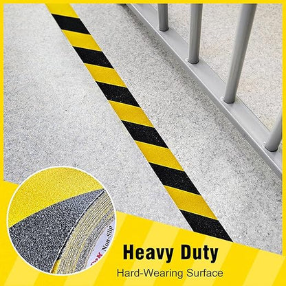 S&X Anti Slip Tape 1" x 60' Black and Yellow Safety Non Slip Strip, High Traction Grip Tape for Stairs, Steps, Ramps, Boats, Decks, Long-Lasting, Waterproof, Weather-Resistant
