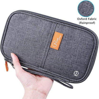 VanFn RFID Travel Passport Wallet, Family Passport Holder, Trip Document Organizer P.Travel Series (Grey)