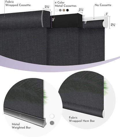 Graywind Motorized Solar Shades Light Filtering Mesh Shade Compatible with Alexa Google Remote Control Window Blinds with Valance for Smart Home Office Business, Custom Size (3% Openness Black Pearl)