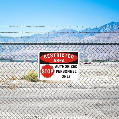 (2 Pack) Restricted Area Sign, Authorized Personnel Only Do Not Enter signs, 10 x 7 Inches Aluminum UV Protected Weatherproof and Easy to Install