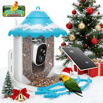 2K HD Smart Bird Feeder with Camera, Bird Feeder Camera Wireless Outdoor with Solar Powered, AI Identify Bird Species, Auto Capture Videos, Instant Notifications SD&Cloud