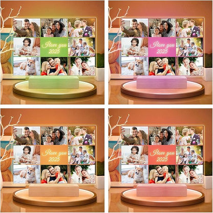 Custom Picture Frames with Photo, Personalized Photo Frame with Night Light, Customized Picture Frame, Personalized Christmas Birthday Gifts for Women, Men, Mom, Dad, Baby, Kid, Pet, Friend, Family