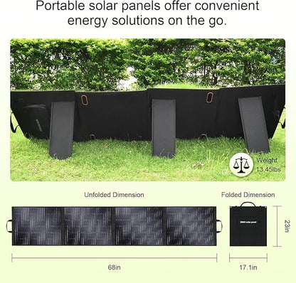 400 Watt Portable Solar Panel 18V, Foldable Solar Panel Design (27.5lbs), 23.4% High-Efficiency Monocrystalline for Portable Power Station, Foldable & Durable, for RV, Camping, Home Backup