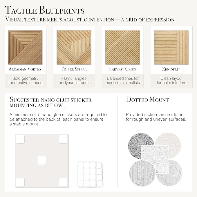 Acoustical Wall Panels, 6-Piece 23.62 X 23.62 Inches Art Acoustic Panels, Decorative Acoustic Panels, Acoustic Wall Panels, Sound Absorbing Wall Art, Zen Split