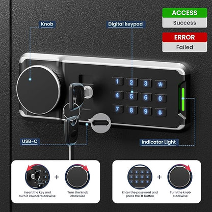 Heavy Duty 172 Keys Electronic Key Lock Box with Anti-Theft Deposit Key Slot & Key Out Tags, Key Cabinet Wall Mount with Code for Home Office