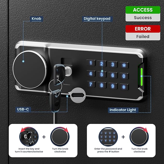 Heavy Duty 103 Keys Electronic Key Lock Box with Anti-Theft Deposit Key Slot & Key Out Tags, Key Cabinet Wall Mount with Code for Home Office