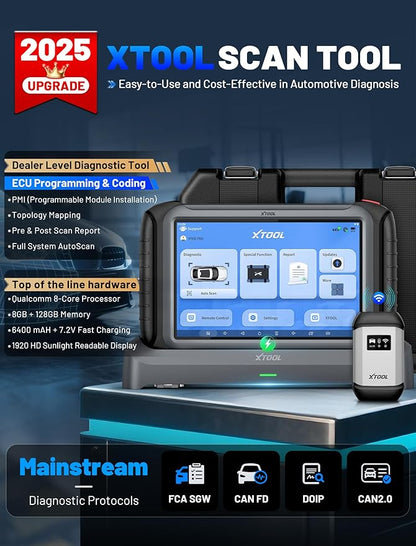 XTOOL IP919 PRO Scan Tool, ECU Pr0 gramming Car OBD2 Scanner with Topology Mapping, Upgrade of D9S PRO, 51+ Resets, ECU C 0ding, FCA/CAN FD/DoIP, Automotive Bidirectional Scan Tool with 3-Year Updates