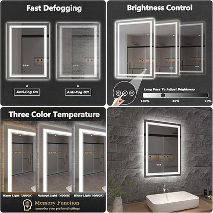 LED Bathroom Mirror with Lights, Wall Mirrors