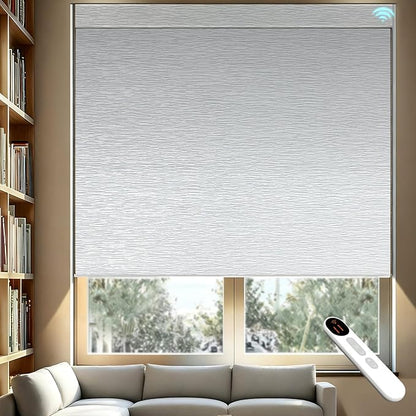 Smart Motorized Blinds – 100% Blackout Roller Shades with Remote, Alexa/Google Home/Siri Control, Matter Compatible, Wireless Rechargeable Battery, Custom Sizes for Windows & Sliding Doors