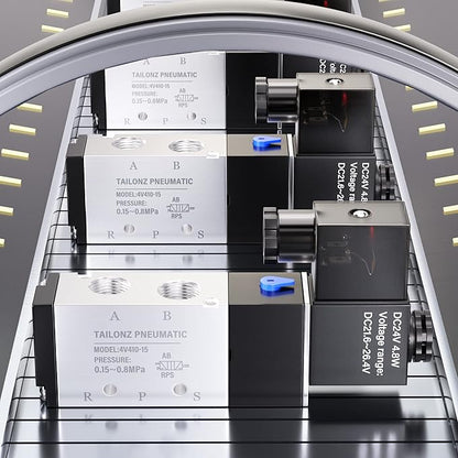 TAILONZ PNEUMATIC 1/2"NPT Solenoid Valve 4V410-15 DC24V Single Coil Pilot-Operated Electric 2 Position 5 Way Connection Type Junction Box
