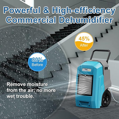 ALORAIR 180Pints LGR Industrial Dehumidifier with Pump and Drain Hose, Portable Commercial Dehumidifier with Wheels for Home, Basements, Garages, and Job Sites