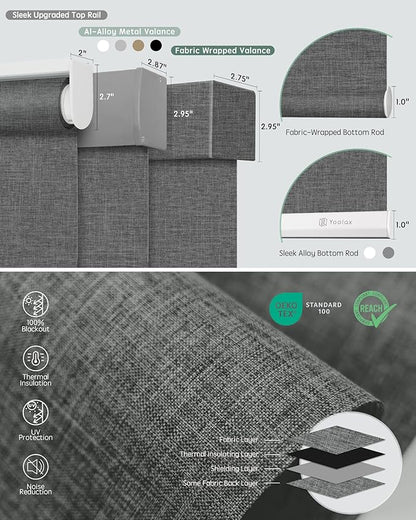 Yoolax Motorized Blinds with Remote, Blackout Smart Blinds Motorized Fabric Roller Shades Work with Alexa, Automatic Shades for Windows Custom Size (Dark Grey)