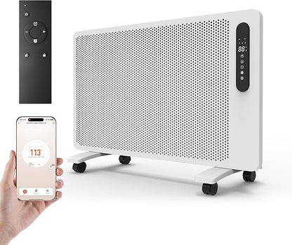 Mica Infrared Space Heater for Indoor Use, Large Room Wall Mount or Portable Panel Heater with WiFi Smart App & Alexa Control, Fast Heating, Energy Efficient, Quiet, White