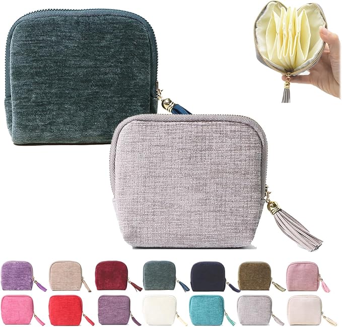 Stuffdatas Travel Jewelry Case, Stuffdatas Bags, Small Jewelry Travel Pouch Mini, Travel Jewelry Organizer Pouch Velvet, with 5 Compartments (2PCS-H)