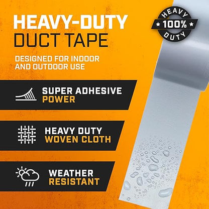 Lockport Silver Duct Tape - 6 Roll Multi Pack - 90 feet x 2 Inch - Strong Duct Tape Heavy Duty - Waterproof - No Residue - Bulk Value - Easy Tear - Industrial Use - DIY Home Repair