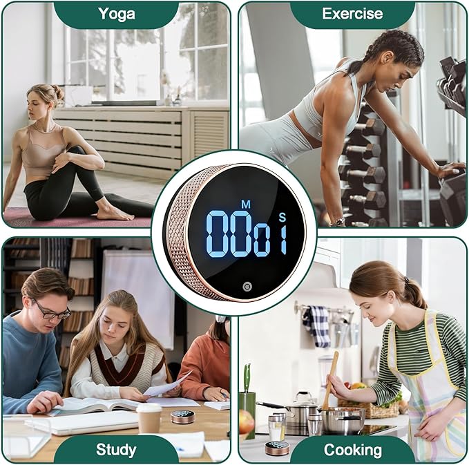 Digital Kitchen Timer, Magnetic Countdown Countup Visual Pomodoro Timer with Large LED Display, Cube Clock for Classroom Cooking Fitness Baking Studying Teaching, Easy for Kids and Seniors