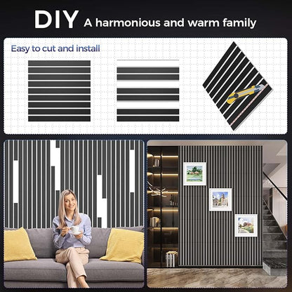 8 Pack 2-Layer Large Soundproof Wall Panels, 15.7 x 15.7 x 0.43 in Sound Proof Foam Panels for Walls, 0.9lb/ft³ High Density, 3D Acoustic Panels,Artistic Noise Dampening Panels Black&White