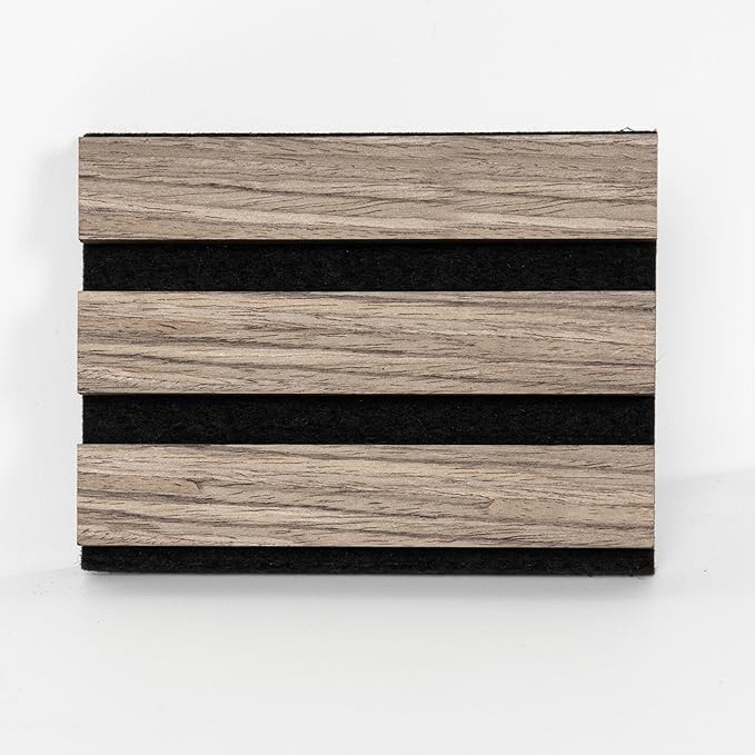 Sample Wood Salt Acoustic Wall Panels, Soundproof Wooden Wall Panels, 3D Fluted Sound Absorbing Panel, Rustic Walnut, Sample Pack