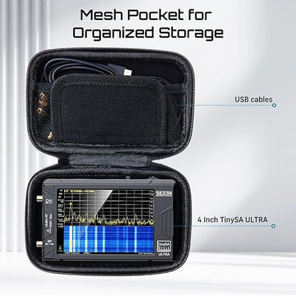 Seesii 4 Inch Protective Case for NanoVNA-H4 & TinySA Ultra: EVA Hard Shell Storage Pouch with Custom Foam for Antenna/Spectrum Analyzer, Waterproof Shockproof Design with Carry Strap