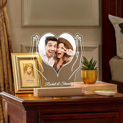 Custom Picture Frames, Customized Picture Frame, Personalized Photo Frame with Night Light, Personalized Anniversary Valentines Day Gifts for Women Men Her Him Girlfriend Boyfriend Couples