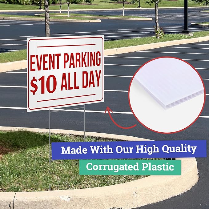 100 pack 12x18" Double Sided Customizable Outdoor Yard Sign made from Corrugated Plastic with Metal "H" Stake, Easy to Design, Sign for Business, Garage or Yard Sale, Home, Office, (12" x 18" - Qty 100)