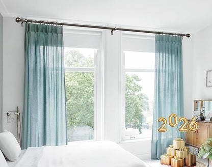KAMANINA Curtain Rods for Windows 48 to 84 Inches, Bronze Curtain Rod 32 to 86 Inches (2.6-7.1ft), 7/8 Inch Decorative Drapery Rod with Round Finials