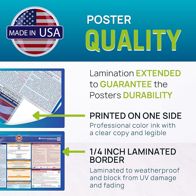 Virginia 2026 Labor Law Poster – State & Federal Compliance – OSHA, EEOC, FMLA, Minimum Wage – Durable, Laminated & Waterproof Workplace Employment Poster – Made in USA – 26” x 39.5”