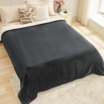 Heated Blanket Queen 84"×90" - Premium Cosy Soft Electric Blanket with 6 Heating Levels,Dual Control Fast Heating Flannel Sherpa Blanket for Bed & Couch,Auto Shut Off/Machine Washable (Grey)