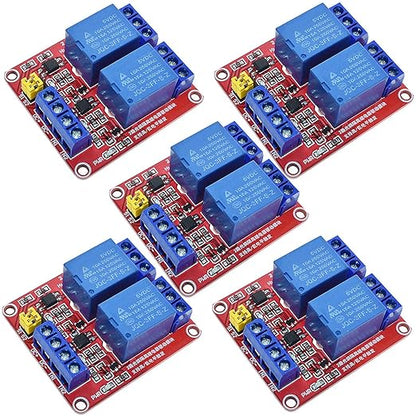 5PCS 2 Channel 5V Relay Module with Optocoupler High or Low Level Trigger Expansion Board for Raspberry Pi Arduino