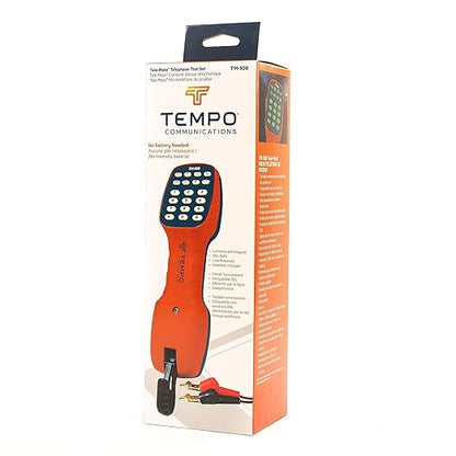 TEMPO Communications TM-500 Telephone Test Set, DSL-Compatible Lineman's Butt Set w/Headset, Tone and Pulse Dialing, ABN Bed of Nails & Spike Alligator Clips (TM-500)