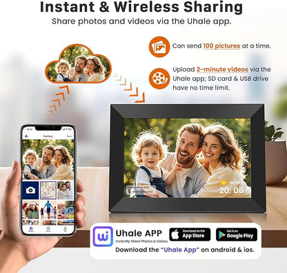 Uhale Digital Picture Frame WiFi 10.1 Inch with 32GB Storage, Electronic Photo Frames 1280 x 800 HD IPS Touch Screen, Auto Rotate, Slideshow, Instantly Share Photos and Videos from Anywhere