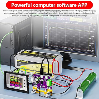 500A Battery Monitor with Shunt 0~420V 500A with Buzzer Alarm and Data Storage Batteries Monitor IPS Color Screen for 0~420V Any Battery and DC Power with 3m Type-C Data Cable Temperature Probe