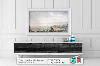 Tuscan Gloss White 85" Premiere Deco TV Frame - Compatible ONLY with Samsung The Frame TV and Pro TVs (Fits 2021-2025, LS03A, LS03B,LS03C,LS03D,LS03FA,LS03FW)
