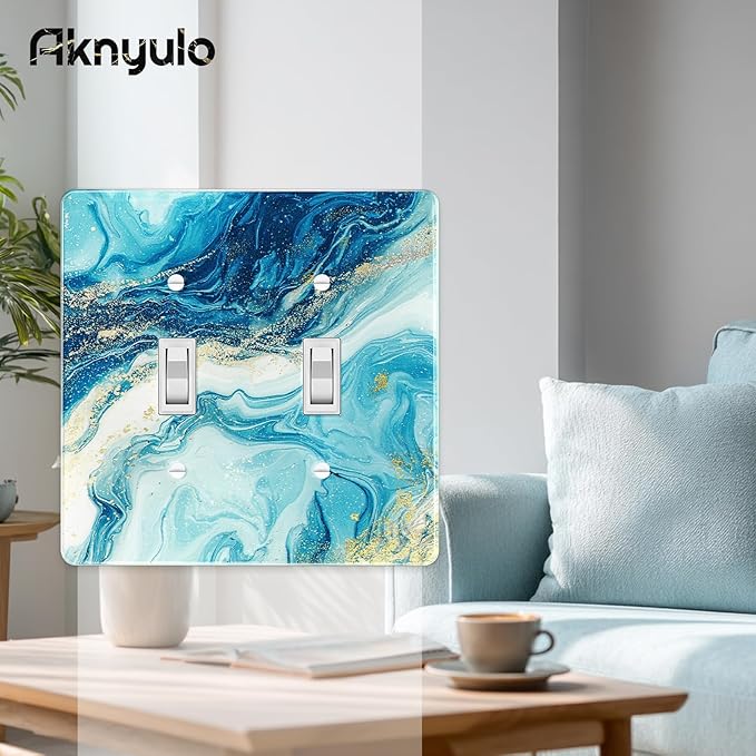 Elegant Marble Acrylic Light Switch Cover Decorative Double Rocker Wall Plate Light Switch Plate Cover