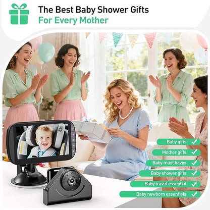 Wireless Baby Car Camera Monitor – 4.3 Inch Display with Rear Facing Car Seat Cameras, 1080P HD Night Vision IR-Cut, USB & Battery Powered Plug and Play Backseat Baby Monitor for Infant Toddler Safety