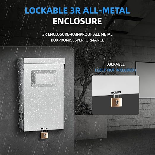 60 Amp AC Disconnect Switch Outdoor 120/240VAC Pull Out Switch Waterproof Metal Box for Air Conditioning Non-Fused
