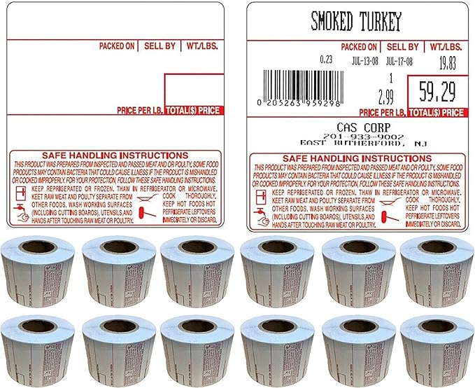 VisionTechShop LST-8040 Printing Scale Label, All RED Letters, 58 x 60 mm, UPC/Safe Handling 36 Rolls Per Case, Lower Price Than 12 Rolls