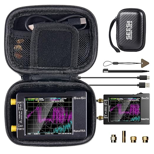 Seesii 2.8 Inch Protective Case for NanoVNA-H: Customed EVA Hard Shell Storage Pouch for Nano Vna Antenna Analyzer, Waterproof Shockproof Design with Carry Strap