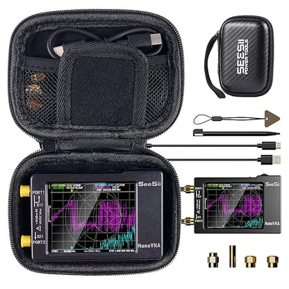 Seesii 2.8 Inch Protective Case for NanoVNA-H: Customed EVA Hard Shell Storage Pouch for Nano Vna Antenna Analyzer, Waterproof Shockproof Design with Carry Strap