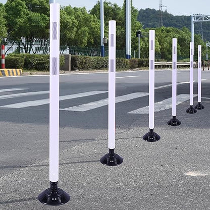 OrangeStar 8 Pack Delineator Post 48" White Traffic Delineator Cones with Fixable Base for Road Safety, Parking Lots