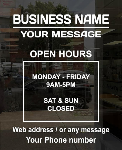 Business Hours Sign for Window – Two Title Lines (Two Line-Portrait)