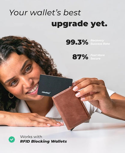 Rhinokey® Wallet Tracker Card,(Android Only) 0.07in Slim Rechargeable Airtag Card Tracker Works with Google's Find Hub IP68 Waterproof Tag Item Finder with Key Chain Hole for Luggage Tags Purse