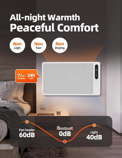 Mica Infrared Space Heater for Indoor Use, Large Room Wall Mount or Portable Panel Heater with WiFi Smart App & Alexa Control, Fast Heating, Energy Efficient, Quiet, White