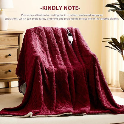 Heated Electric Blanket King Size-100"x90" Heating Blanket with 10 Heating Levels & 5 Time Settings Over-Heat Protection，Winter Warmer for Adults with ETL Certification（Red）