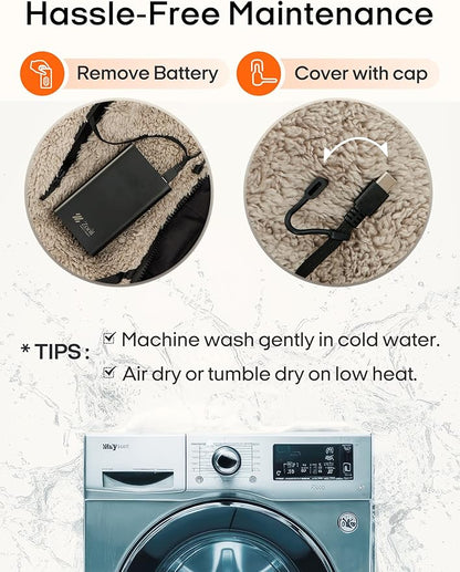 ZonLi Z-Walk Battery Operated Heated Blanket,Rechargeable 12v Portable Heated Blanket with 3 Heating Levels,Includes 20000mAh Power Bank,for Camping,Car,Stadium,Outdoors(Black)